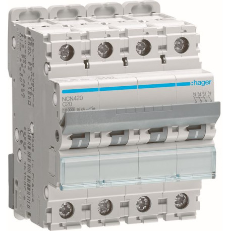 Disjoncteur 10kA C 4P 20A