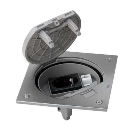 Couvercle INOX  +prise + RJ45