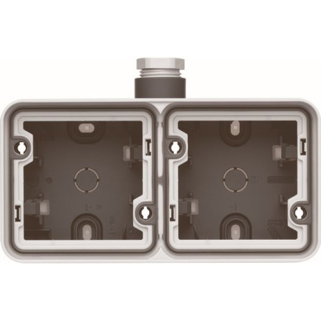 Boîte double hor., grise, 1 entrée + M20