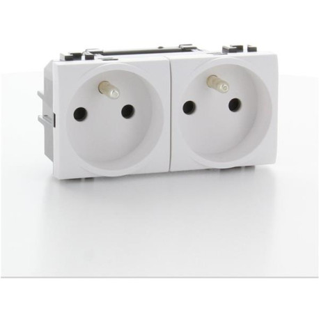 LL double prise précâblé blanc