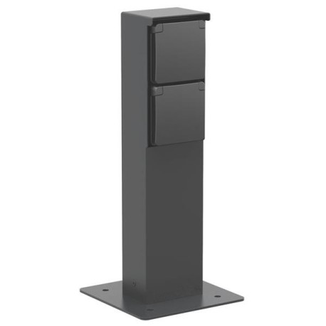 BORNE DE JARDIN, DOUBLE NOIR,PLAQUE BASE