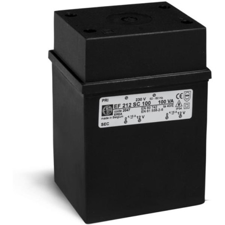Tfo séc. IP54 0-230V 2x0-12V 100VA