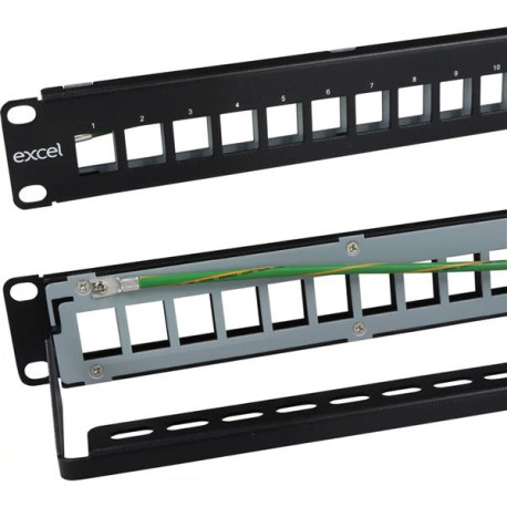 ML 12-PORT KEYSTONE PATCH PANEL BLACK