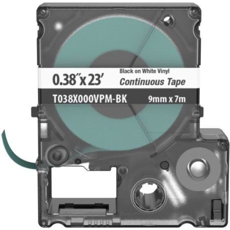 LABEL TAPE, VINYL, 0.38  X 23FT, BLK/WHT