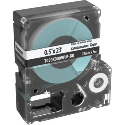 LABEL TAPE, VINYL, 0.5  X 23FT, BLK/WHT