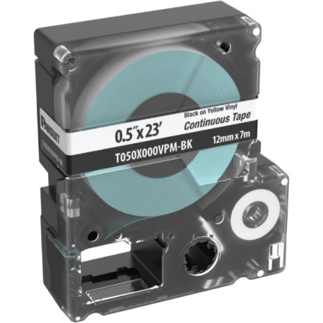 LABEL TAPE, VINYL, 0.5  X 23FT, BLK/WHT