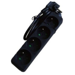 AC power strip 4x10/16A + 3m cord, black