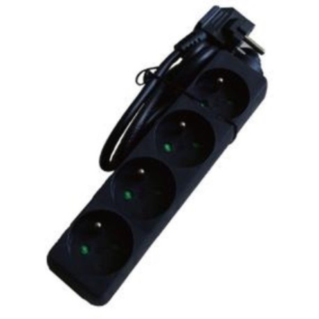 AC power strip 4x10/16A + 3m cord, black