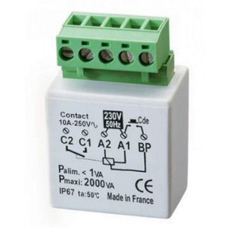 Telerupteur encastré 2000W, 10A, 230V
