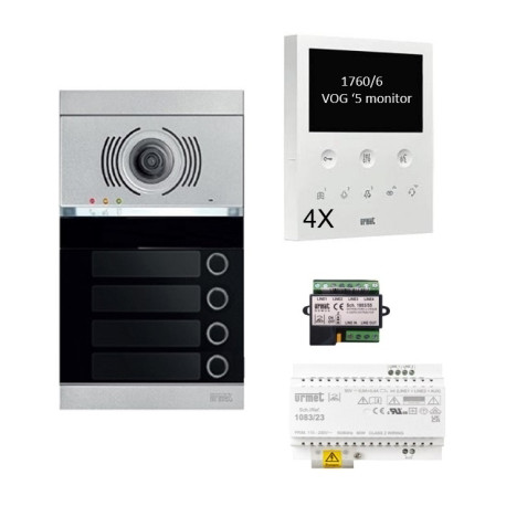 Kit vidéo 4 appartements préprogrammé