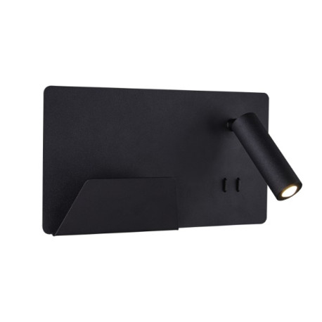 Somnila spot LED 3000K noir gauche USB