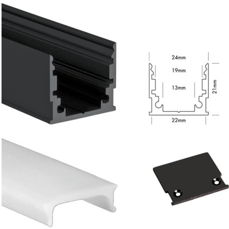 M-line std prof noir+cover 3m+embouts