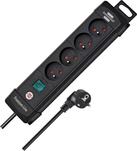 Premium-Line 4 prises noir 1,8 m H05VV-F