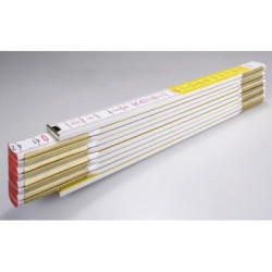 Mètre pliant, en Bois, blanc/jaune, l 16