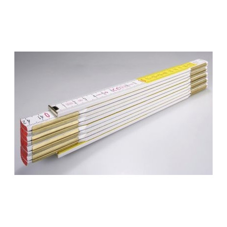 Mètre pliant, en Bois, blanc/jaune, l 16