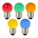 EcoPack 5pc LED G45 E27 1W Multi-colour