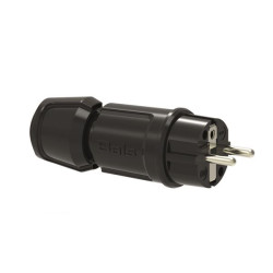 Fiche mâle Schuko 16A 2P+T 230V noir