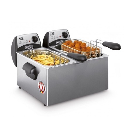 Friteuse double 2x3l couvercle inox
